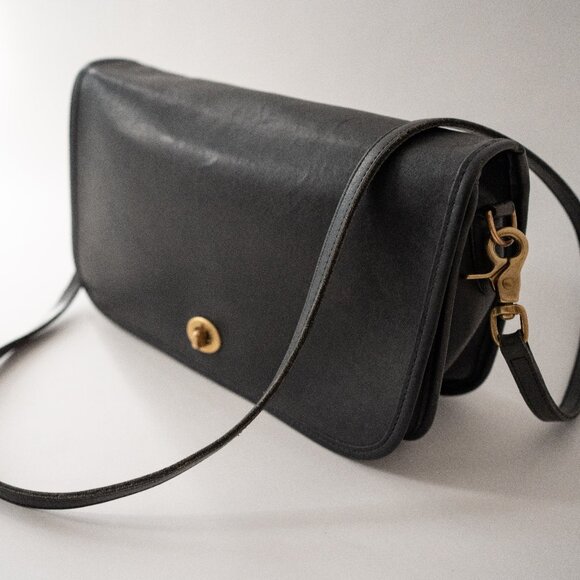 Vintage Coach Convertible Clutch - Black Leather Crossbody Made 1989 - Picture 2 of 16